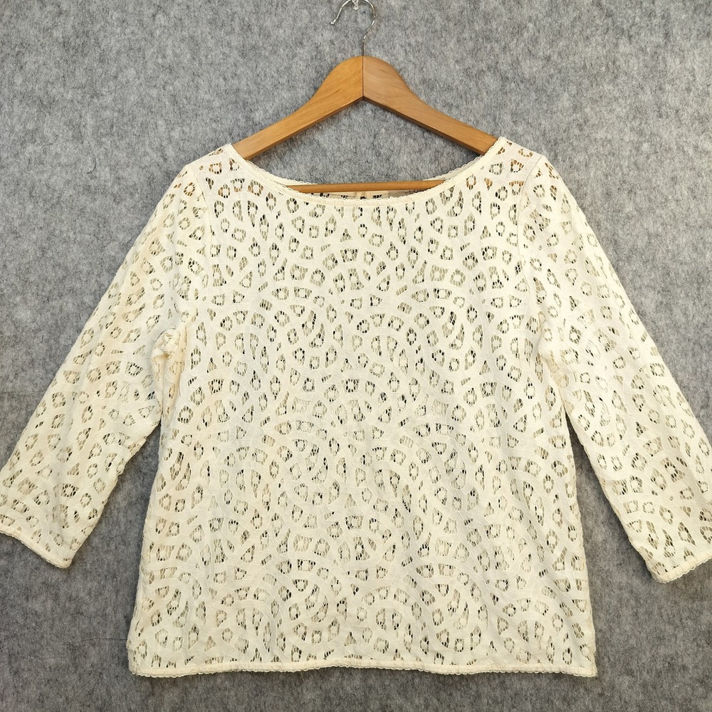 Lace Blouse Cotton Blend Romantic Cottagecore Ivory Cream Sold